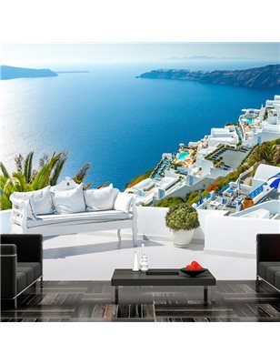 Carta da Parati spettacolare panorama di Santorini